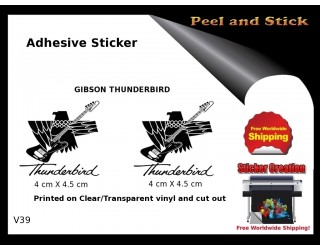 Gibson Thunderbird Firebird Guitar Adhesive Sticker v47